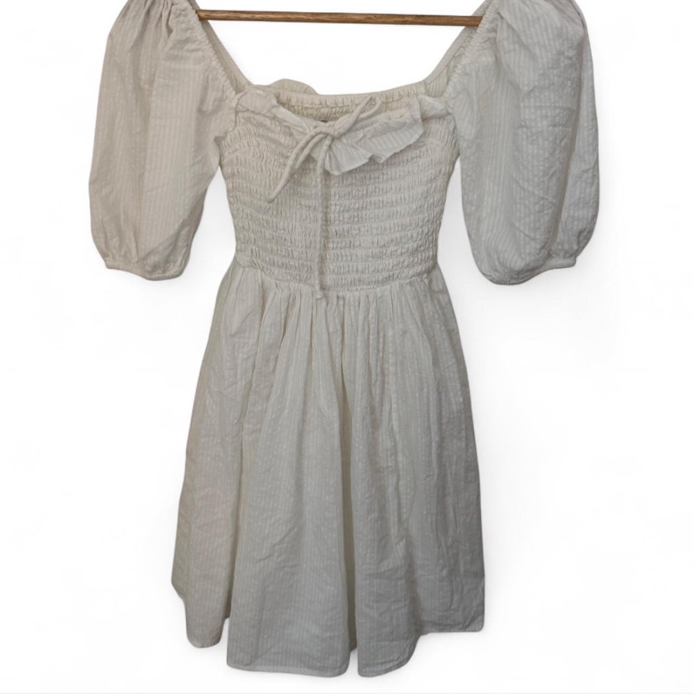 Abercrombie & Fitch white puff sleeve smocked mini sundress size XS Tall